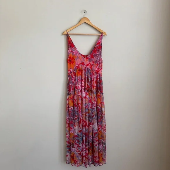 NWT Free People Boho Tiered Julianna Maxi Dress in Cherry Combo size Medium - Picture 12 of 12